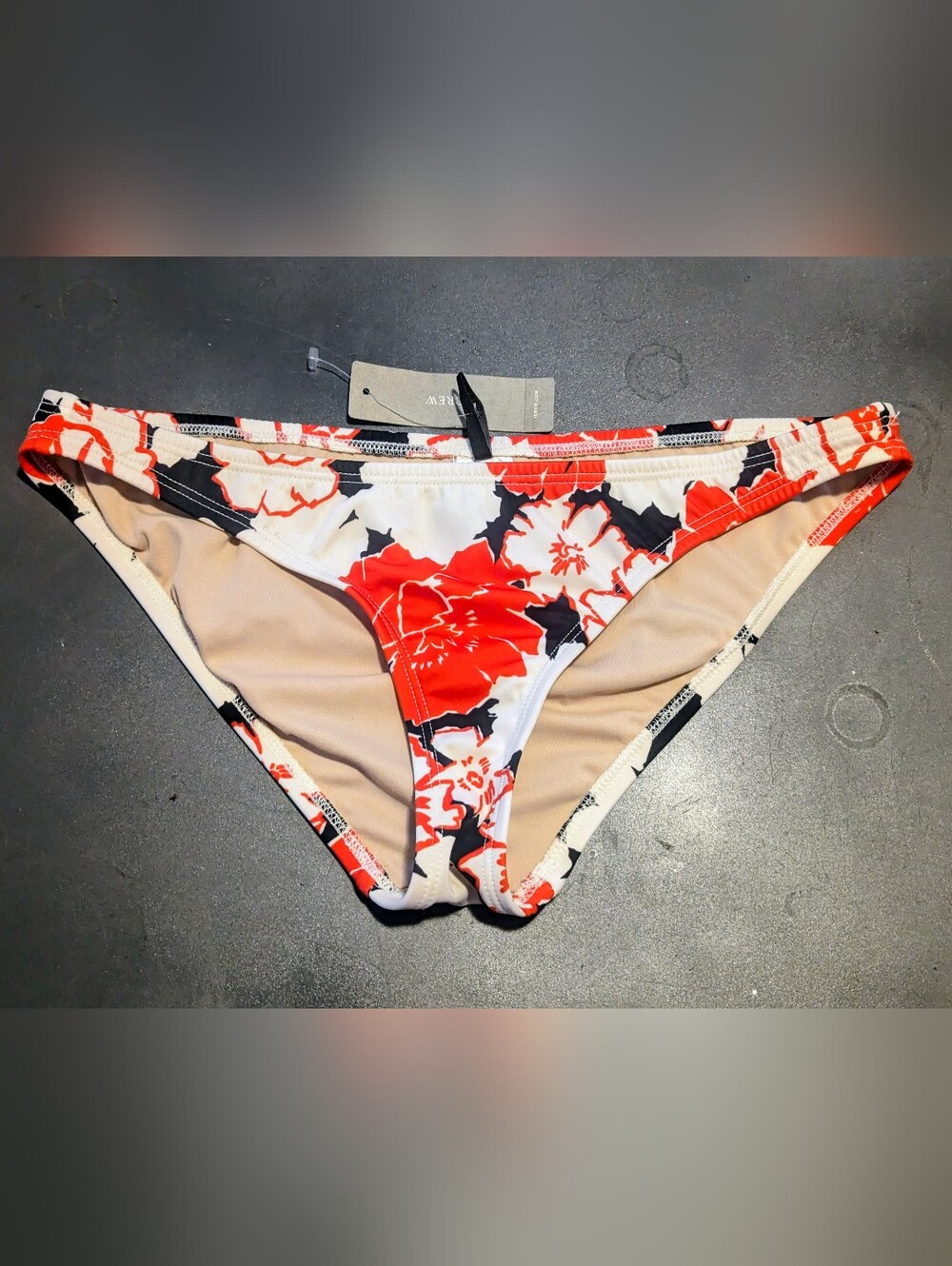 Nwt J.Crew Low Rise Bikini Cheeky Bottom-SMALL-floral Red Black White